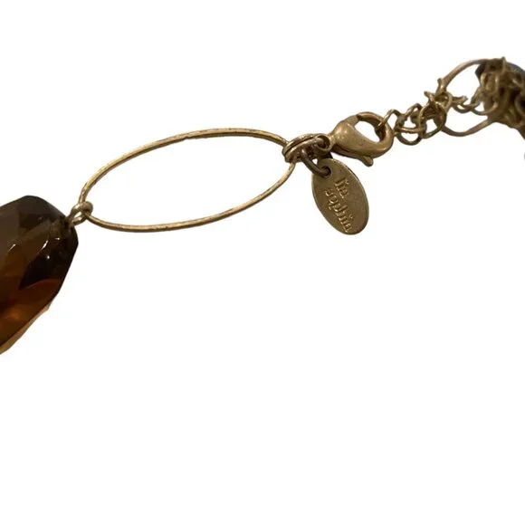 Lia Sophia large chain necklace Brown Beige Gold Tone - Picture 3 of 7